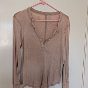 Women's Beige Long Sleeve Top